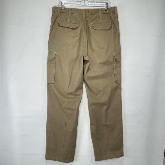 Tasso Elba Mens Pants Cargo 34x30 Cotton Flat Front Tan color - Picture 4 of 16
